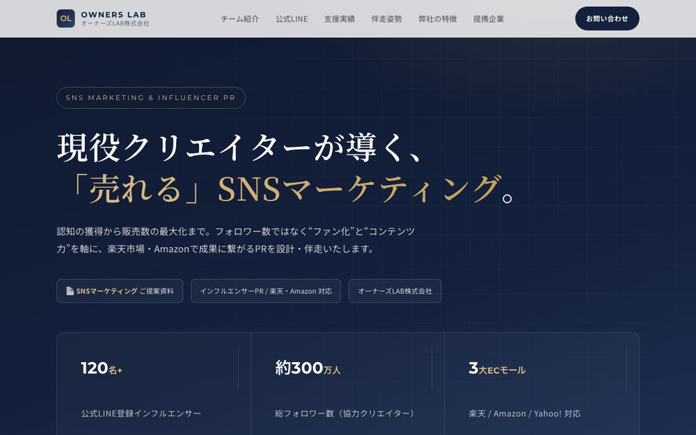 SNSマーケティング提案資料の表紙画面